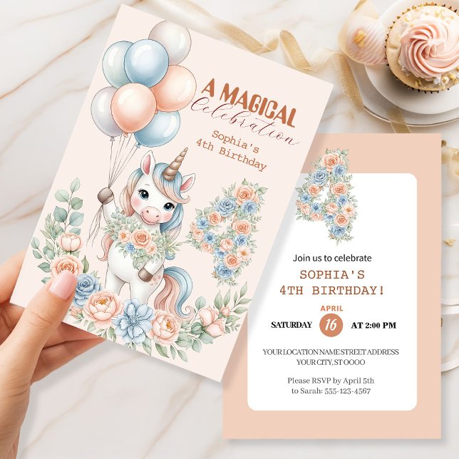 Unicorn Dreams Birthday Invitation Einladung (Von Creator hochgeladen)