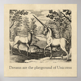 Unicorn Dreams Zitat Mittelalterliche Kunst Poster