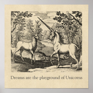 Unicorn Dreams Zitat Mittelalterliche Kunst Poster