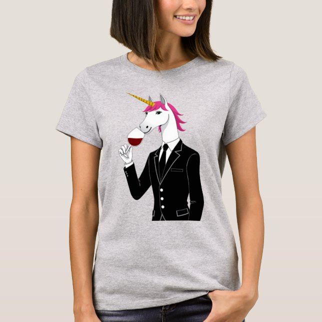 Unicorn Drink Wein Thirt T-Shirt (Vorderseite)