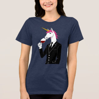 Unicorn Drink Wein Thirt Tri-Blend Shirt