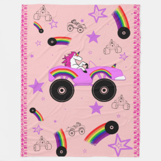 Unicorn Driving Monster Truck Große Fleecedecke