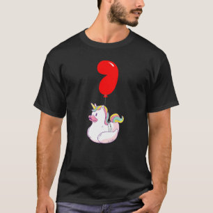 Unicorn Duckie 7. Geburtstag Kinder Ballon Party T-Shirt