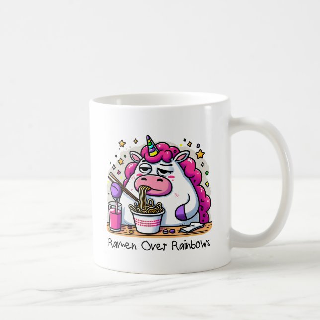Unicorn Eating Ramen Kaffeetasse (Rechts)