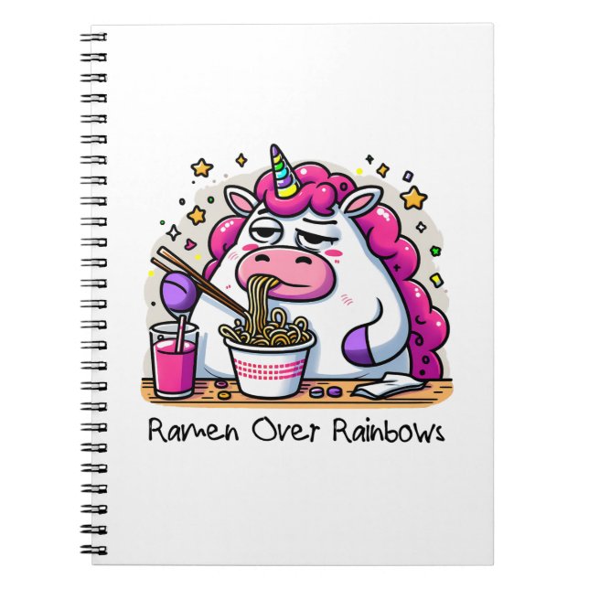 Unicorn Eating Ramen Notizblock (Vorderseite)
