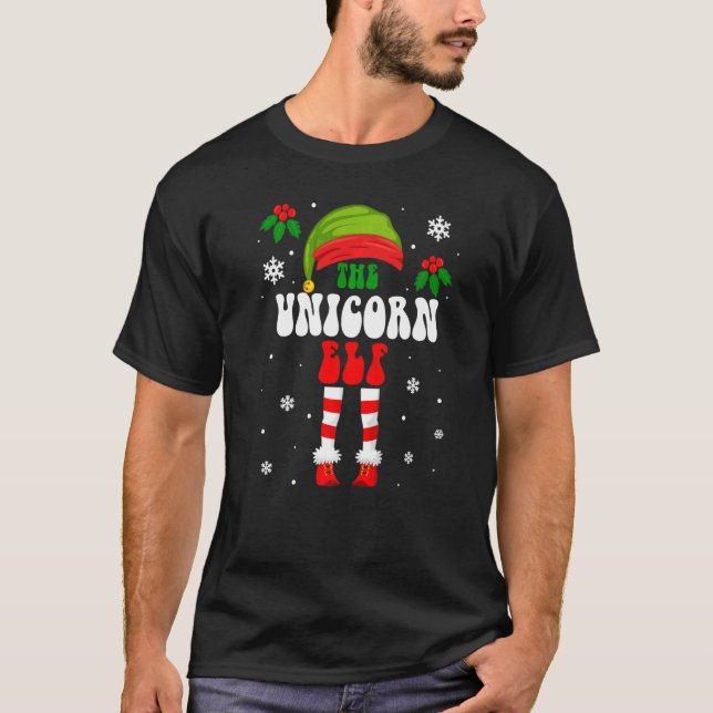 Unicorn Elf Matching Family Group Weihnachtsfeiert T-Shirt (Vorderseite)