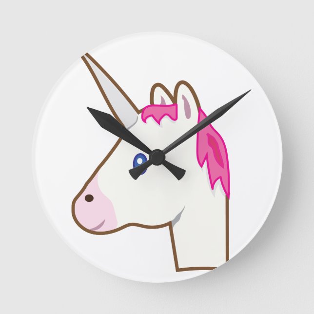 Unicorn emoji runde wanduhr (Vorderseite)