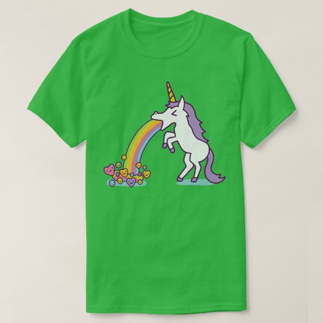 Unicorn Erbrechen Funny Rainbow Mythisches Pferd T-Shirt (Design vorne)