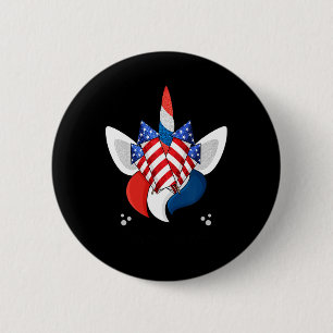 Unicorn Face 4. Juli Niedliche Girls Kinder Teens Button
