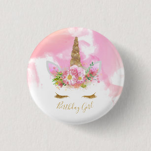 Unicorn Face Birthday Abzeichen Button