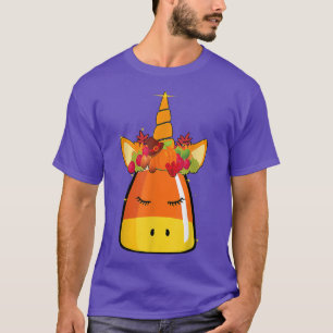 Unicorn Face Candy Corn Pumpkin Halloween Anzug  T-Shirt