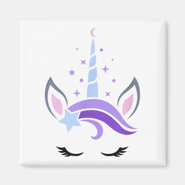 Unicorn Face Eyelashes Celestial Moon Star Magnet (Vorne)