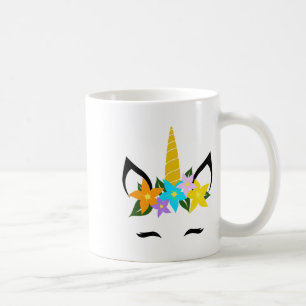 Unicorn Face Eyelashes Lächeln Niedliche Blume Wre Kaffeetasse
