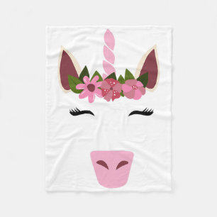 Unicorn Face Eyelashes Smile Blume Wreath Hallowe Fleecedecke