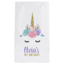 Unicorn Face Gold Glitzer Geburtstagsgeschenktasch