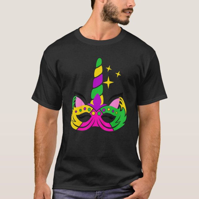 Unicorn Face Mardi Gras Party Maske Kostüme Girls  T-Shirt (Vorderseite)