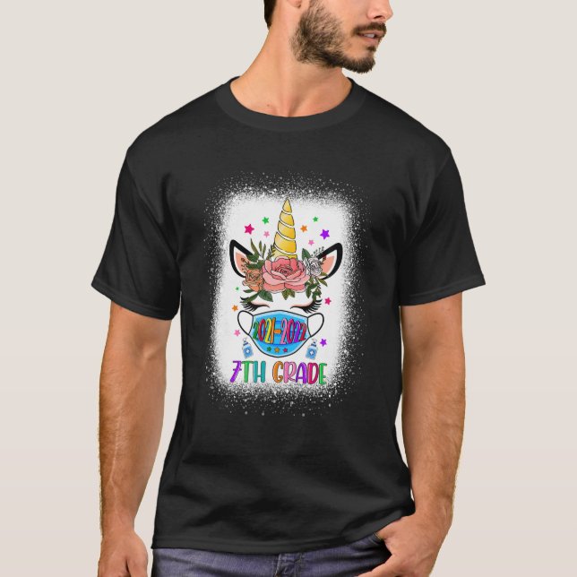 Unicorn Face Mask 7th Grade Teacher 2021-2022 Zurü T-Shirt (Vorderseite)