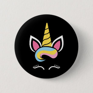 Unicorn Face Niedlich Eyelashes Halloween Kostümfu Button
