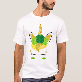 Unicorn Face St Patrick's Day Irish Girls Kinder T-Shirt
