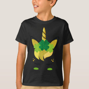 Unicorn Face St Patrick's Day Irish Girls Kinder T-Shirt