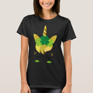 Unicorn Face St Patrick's Day Irish Girls Kinder T-Shirt