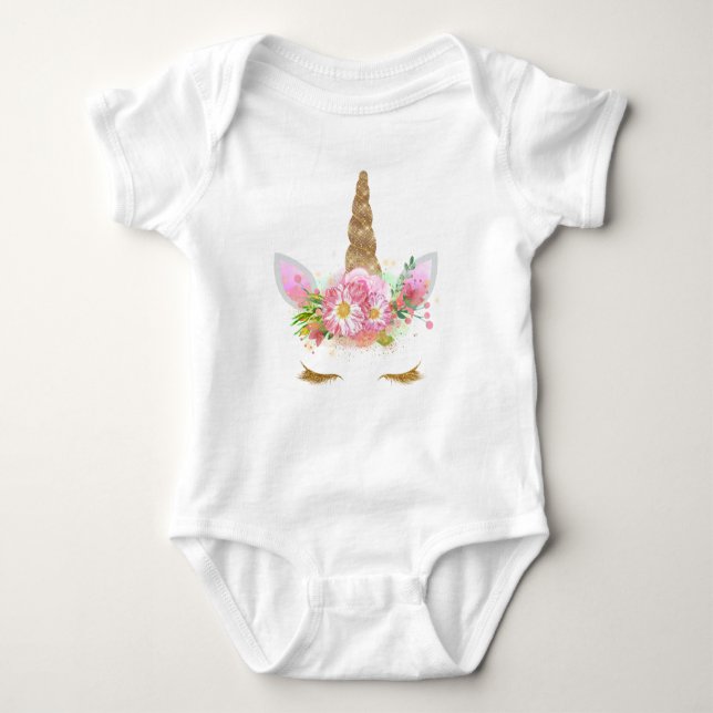 Unicorn Face Tutu Outfit Baby Strampler (Vorderseite)