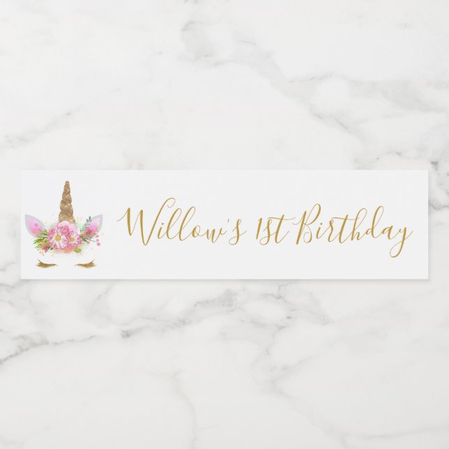 Unicorn-Face-Water-Flasche Lable Wasserflaschenetikett (Einzelnes Label)