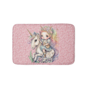 Unicorn Fairy Princess Pink Glitzer Fantasy Girl Badematte