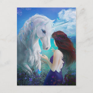 Unicorn Fairy Tale Fantasy Kunst, Dichtung und Mus Postkarte
