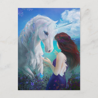 Unicorn Fairy Tale Fantasy Kunst, Dichtung und Mus Postkarte