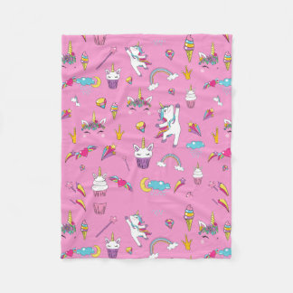 Unicorn Fan Club Muster Rosa Fleecedecke