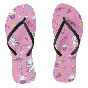 Unicorn Fan Club Muster Rosa Flip Flops