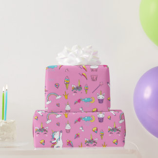 Unicorn Fan Club Muster Rosa Geschenkpapier