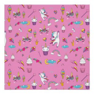 Unicorn Fan Club Muster Rosa Poster