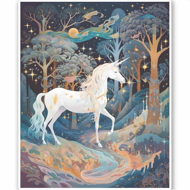 Unicorn Fantasy Art Aufkleber (Vorderseite)