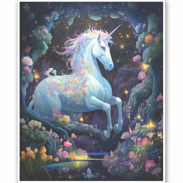 Unicorn Fantasy Art Aufkleber (Vorderseite)
