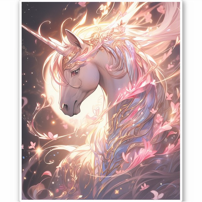 Unicorn Fantasy Art Aufkleber (Vorderseite)