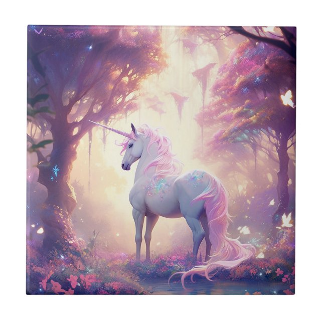 Unicorn Fantasy Art Fliese (Vorderseite)