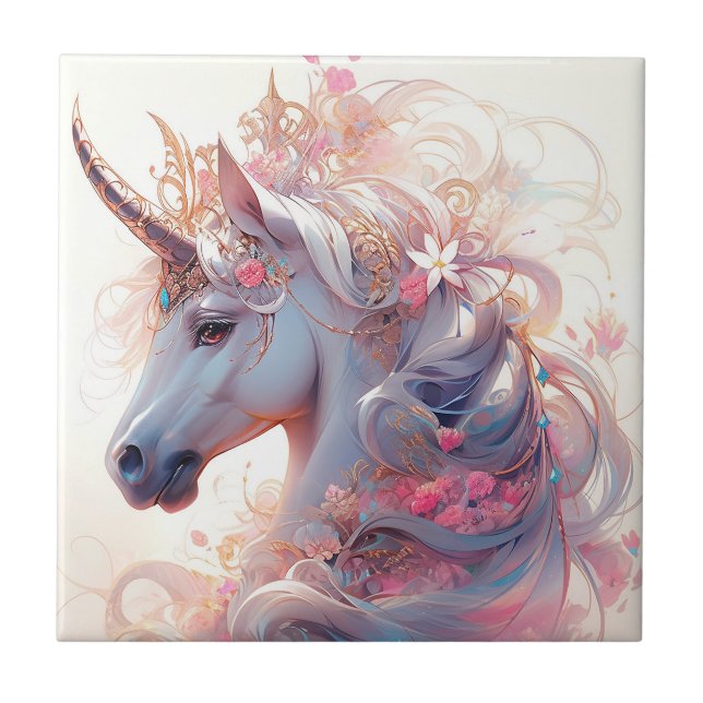 Unicorn Fantasy Art Fliese (Vorderseite)