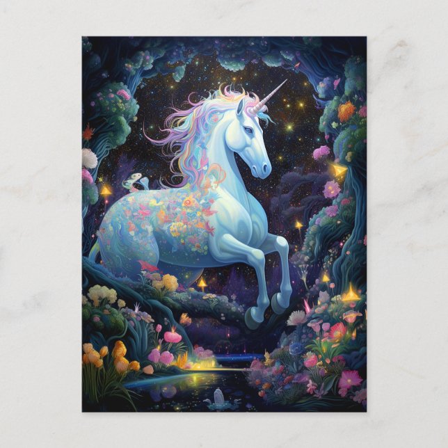 Unicorn Fantasy Art Postkarte (Vorderseite)