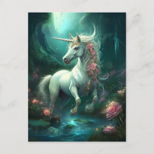 Unicorn Fantasy Kunst, Dichtung und Musik Postkarte