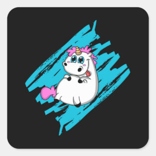 Unicorn Fantasy Niedlicher Tiere Funny Rainbow Gif Quadratischer Aufkleber