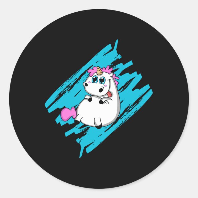 Unicorn Fantasy Niedlicher Tiere Funny Rainbow Gif Runder Aufkleber (Vorderseite)