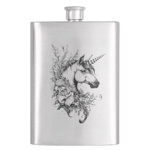 Unicorn Fantasy Wild Animal Illustration Kunst, Di Flachmann