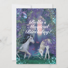 Unicorn Fantasy Woodland Geburtstagsparty Einladung