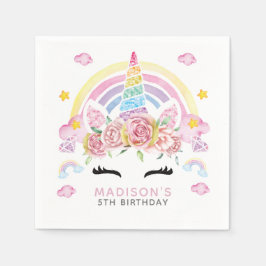 Unicorn farbiger Geburtstag Serviette
