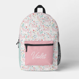 Unicorn Felder Personalisiert mit Name Bedruckter Rucksack