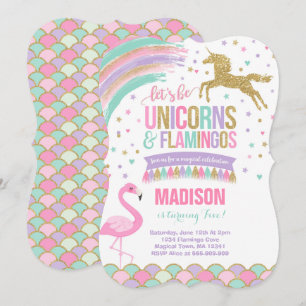 Unicorn & Flamingo Geburtstag Einladung Magic Part
