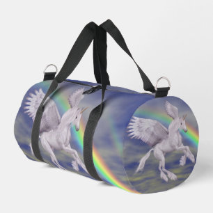 Unicorn fliegen über Regenbogen Duffle Bag