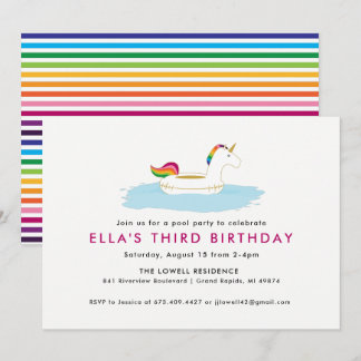 Unicorn Float Pool Party Einladung
